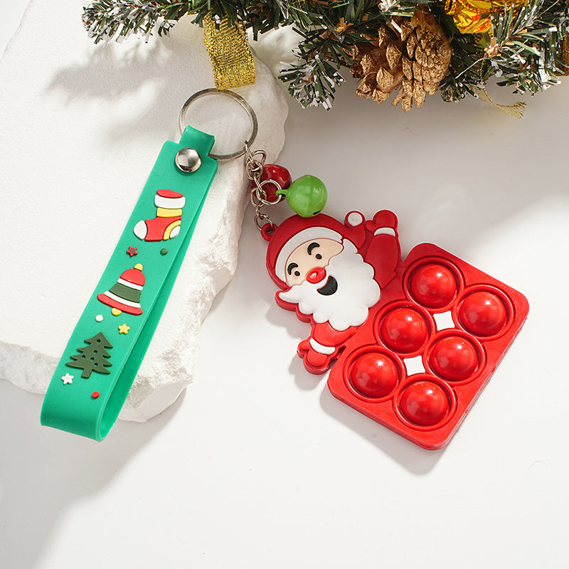 Wholesale Christmas Elk Snowman Decompression Metal Keychain